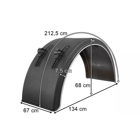 Garde-boue / Aile Plastique Arrière 670mm (Avec Support de Fixation)