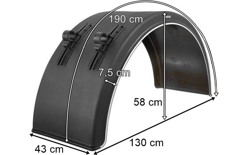 Garde-boue / Aile Plastique Arrière 430mm (Avec Support de Fixation)
