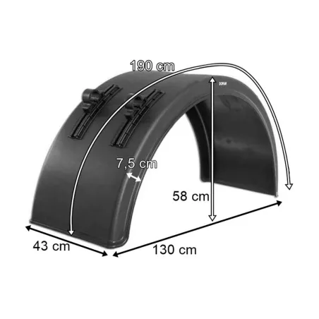 Garde-boue / Aile Plastique Arrière 430mm (Avec Support de Fixation)
