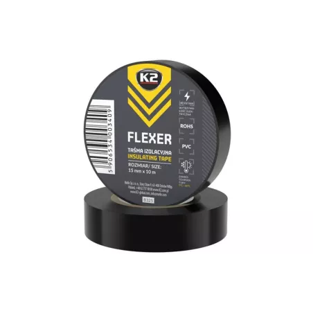K2 Flexer Cinta Aislante de Pvc 15mmx10m (Negra)