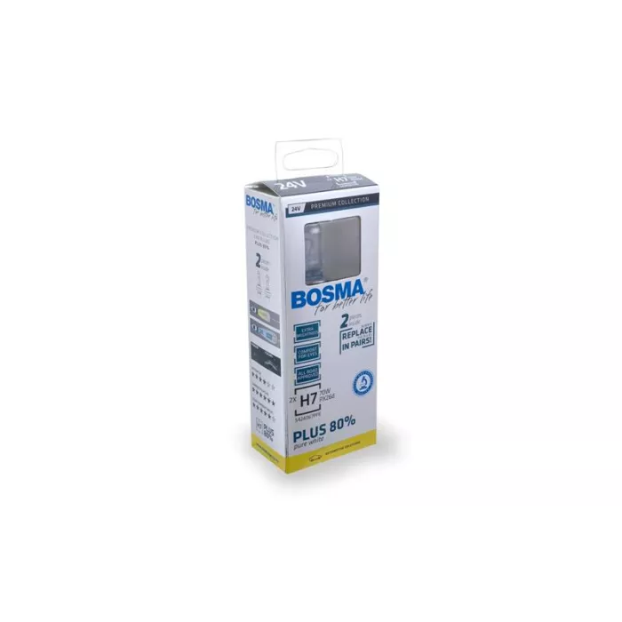Bosma Bombillas Plus 80% 24V 70W H7 PX26D (2 Piezas)