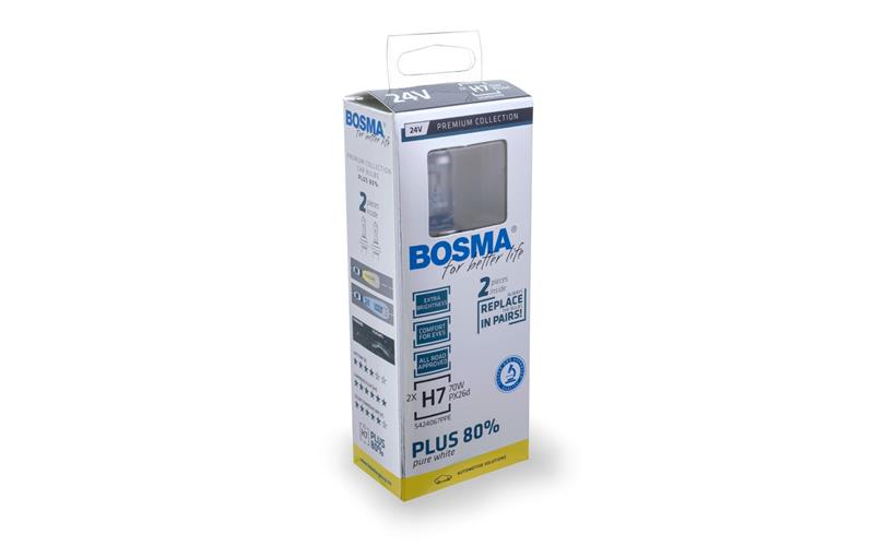 Bosma Bombillas Plus 80% 24V 70W H7 PX26D (2 Piezas)