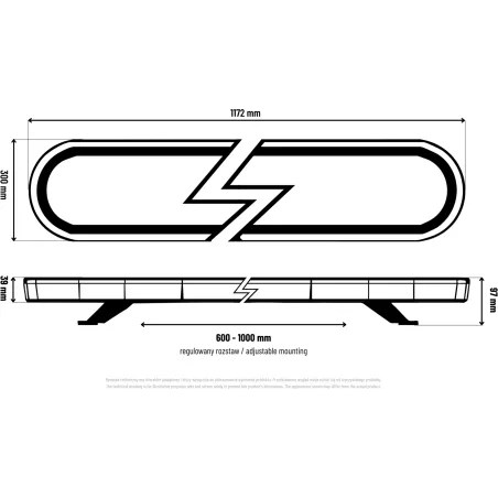 LED Warning Light Bar 1172x300mm R65 R10