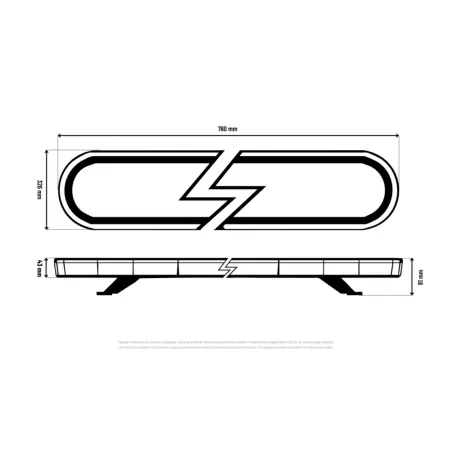 LED Warning Light Bar 760x326mm R65 R10