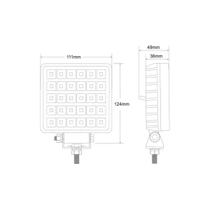 Square Work Lamp 30 X LED With Switch