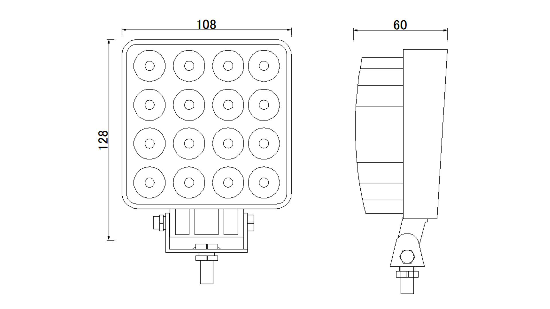 Square Work Lamp 16 X LED