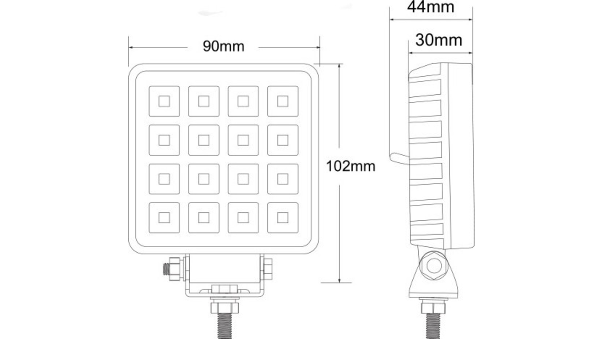 Quadratische Arbeitsleuchte 16 X LED Mit Schalter