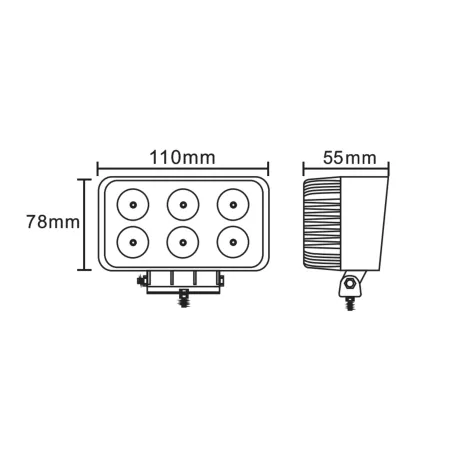 Rechteckige Arbeitsleuchte 6 X LED Flood