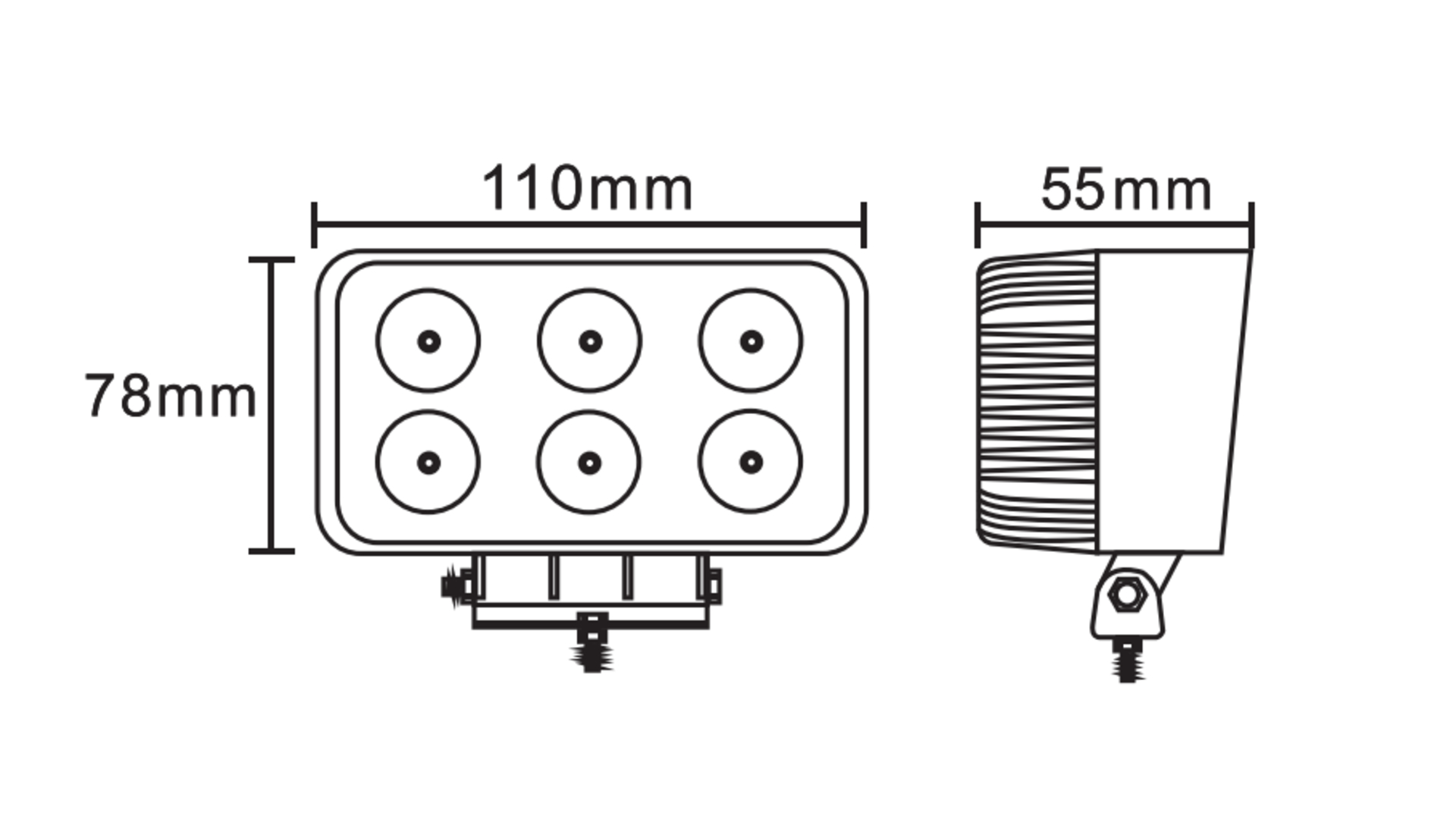 Rectangular Work Lamp 6 X LED Flood
