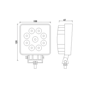 Quadratische Arbeitsleuchte 9 X LED Mit 4m Kabel