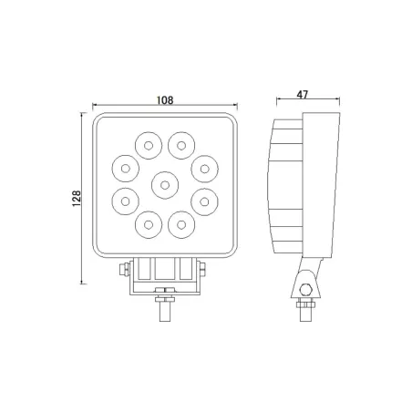Quadratische Arbeitsleuchte 9 X LED Mit 4m Kabel