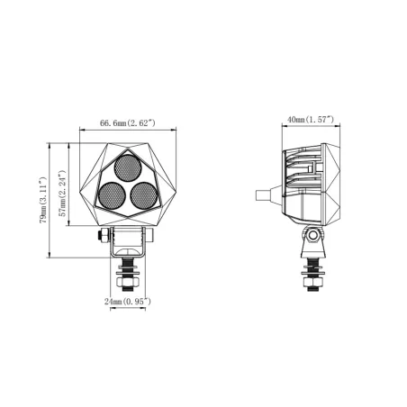 Triangular Work Lamp 3 X LED