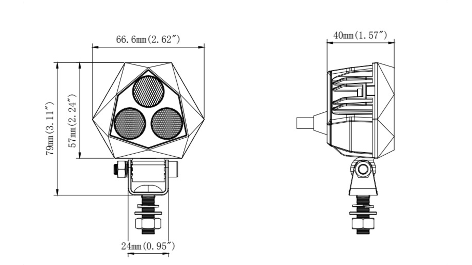 Phare de Travail Triangulaire 3 X LED