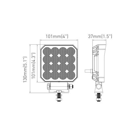 Square Work Lamp 16 X LED