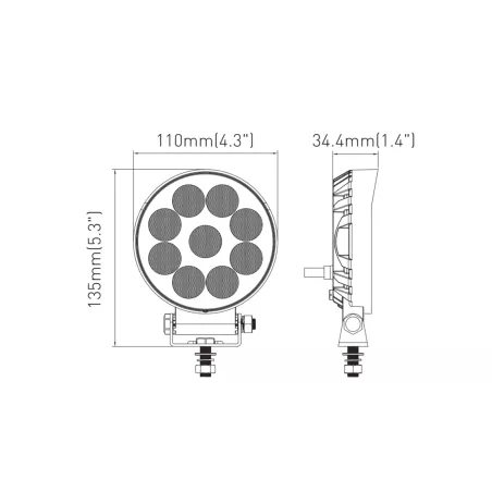 Runde Arbeitsleuchte 9 X LED Plus