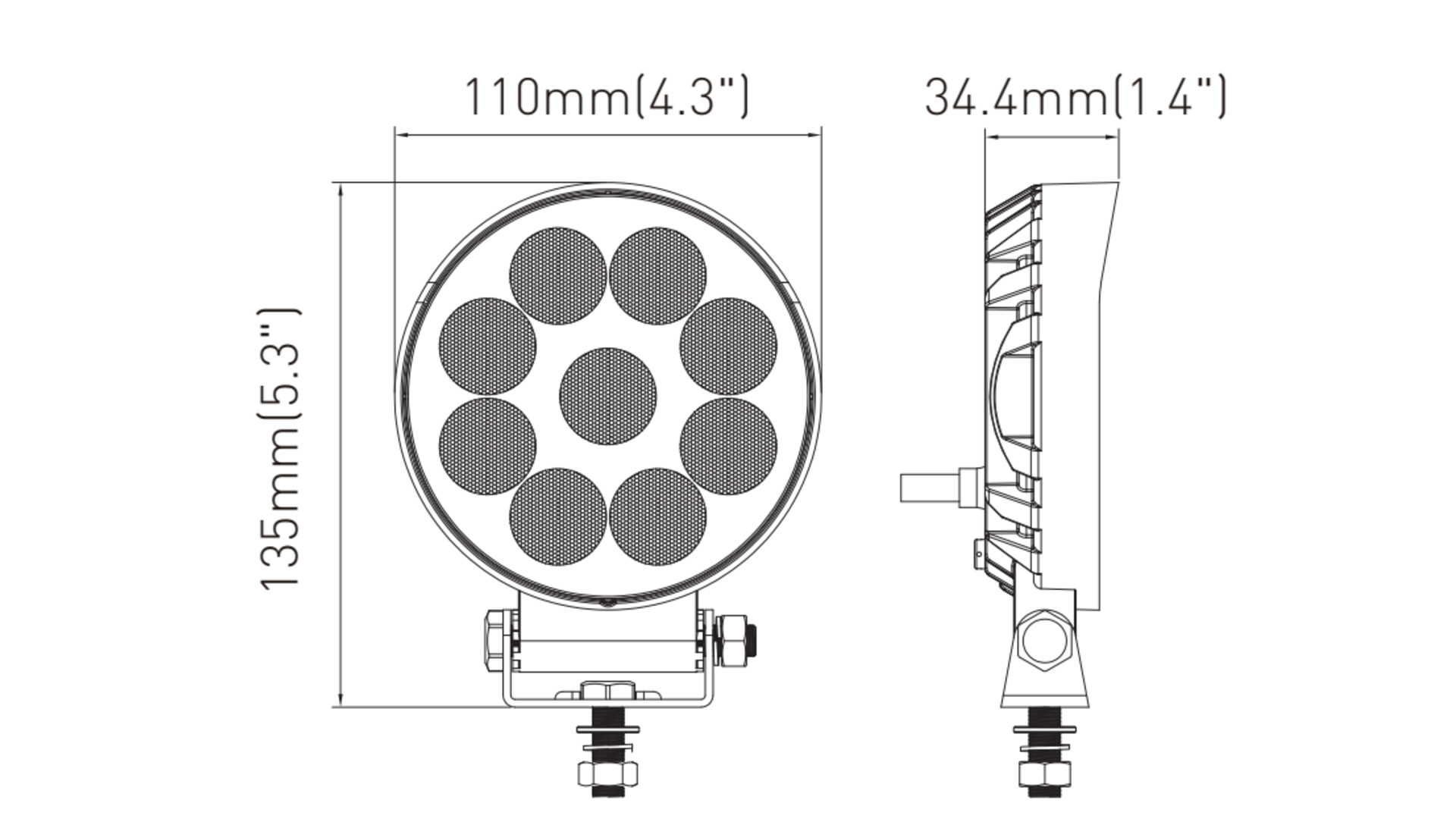 Round Work Lamp 9 X LED Plus