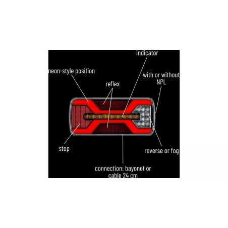 Piloto Trasero LED X-spider 1 Posición / Freno y Antiniebla con Toma de Bayoneta