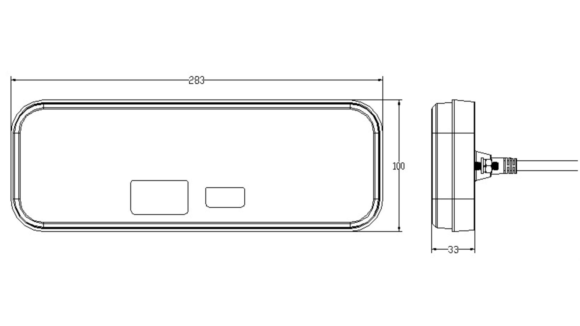 Rückleuchte LED Rechteckig 12 / 24V Links
