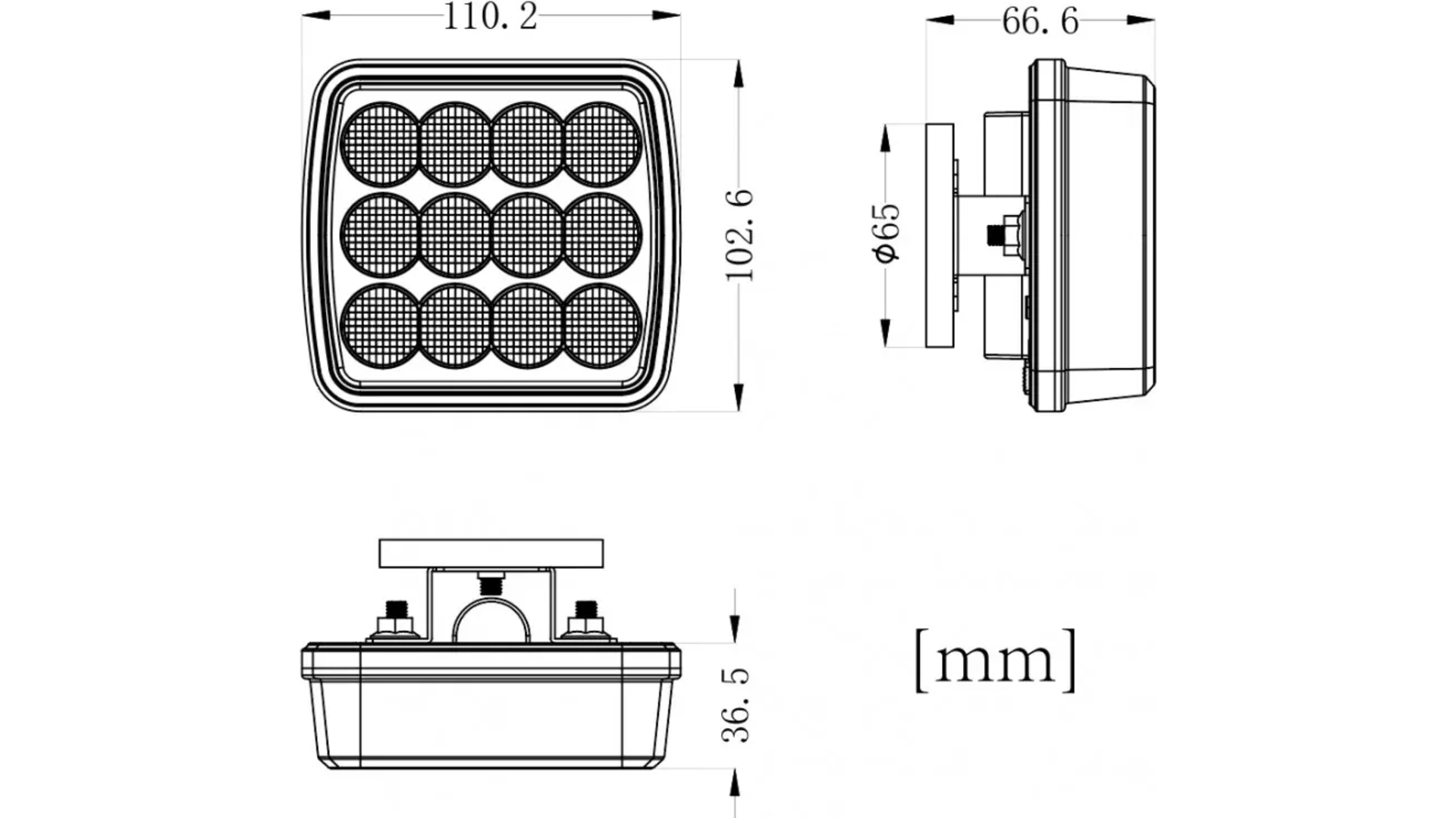 Blitzleuchte 12 X LED 12 / 24V Magnet