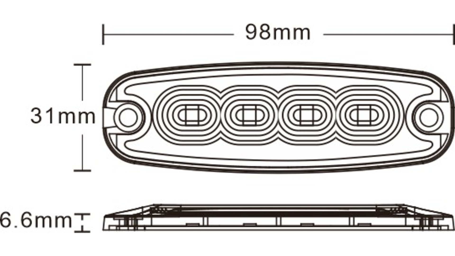 Strobe Lamp 4 X LED Slim