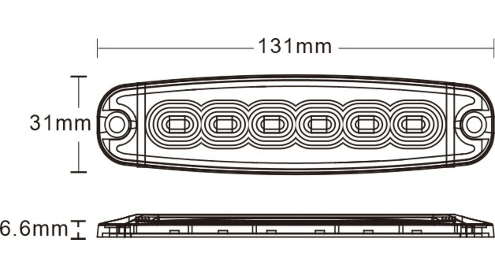 Strobe Lamp 6 X LED Slim