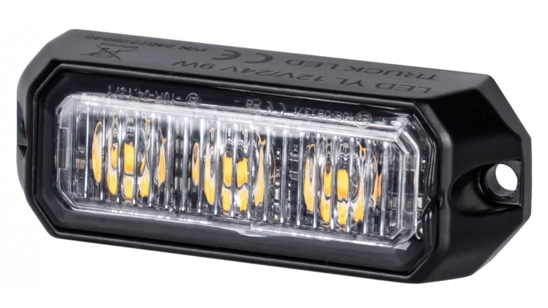 Blitzleuchte 3 X LED R10 R65 Mit 5m Kabel (Klein, Orange)