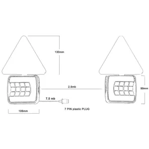 Kit de Feux LED 25 Magnétiques Avec Triangle Et Câble de 7,5m