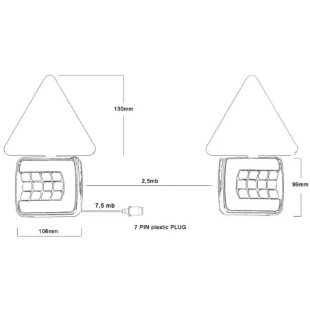 LED 25 Leuchtensatz Magnet, Dreieck Mit 7,5m Kabel
