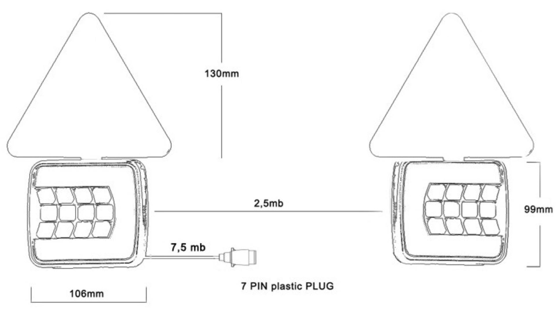 LED 25 Lamp Set Magnet, Triangle With 7.5m Cable