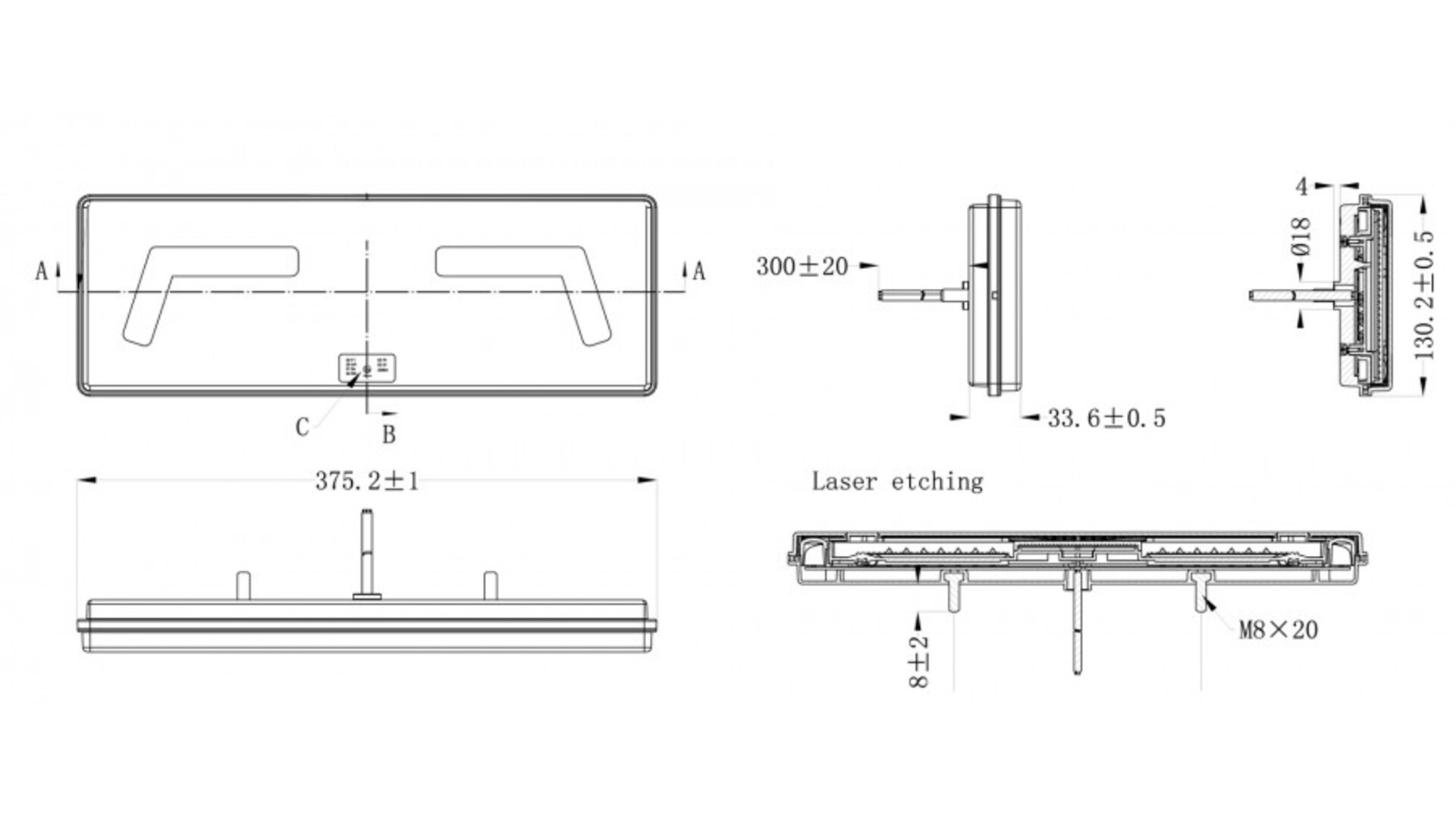 Rückleuchte Kmr1 96 X LED 12 / 24V Mit Dreieck Links