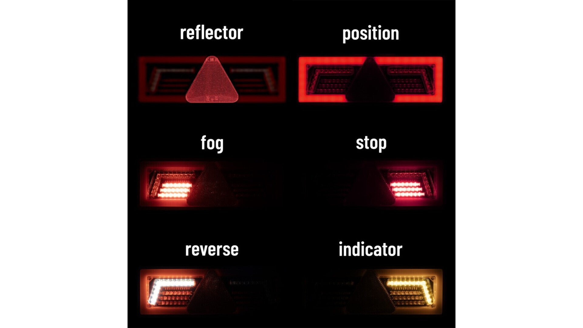 ЗАДНИЙ ФОНАРЬ Kmr1 96 X LED 12 / 24V С ТРЕУГОЛЬНИКОМ ПРАВ.