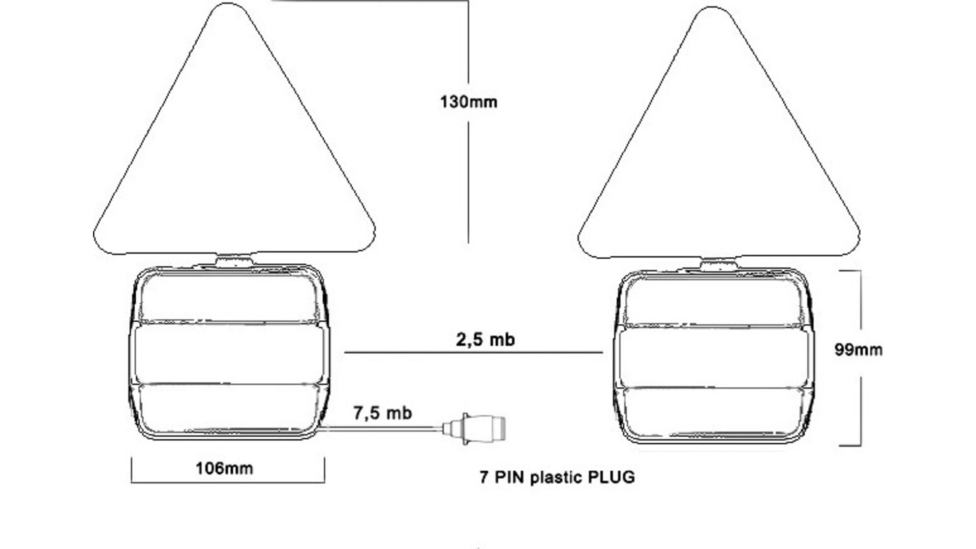 Zestaw Lamp LED Magnetycznych z Trójkątem I Przewodem 7,5m (Biało-czerwone)