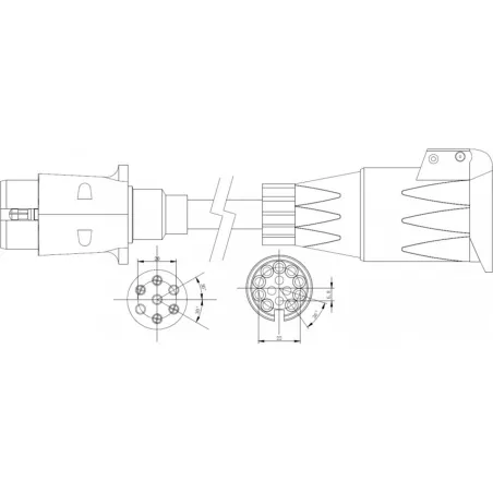 Adaptador con Cable 13 / 7 Pines 12V 0,75m