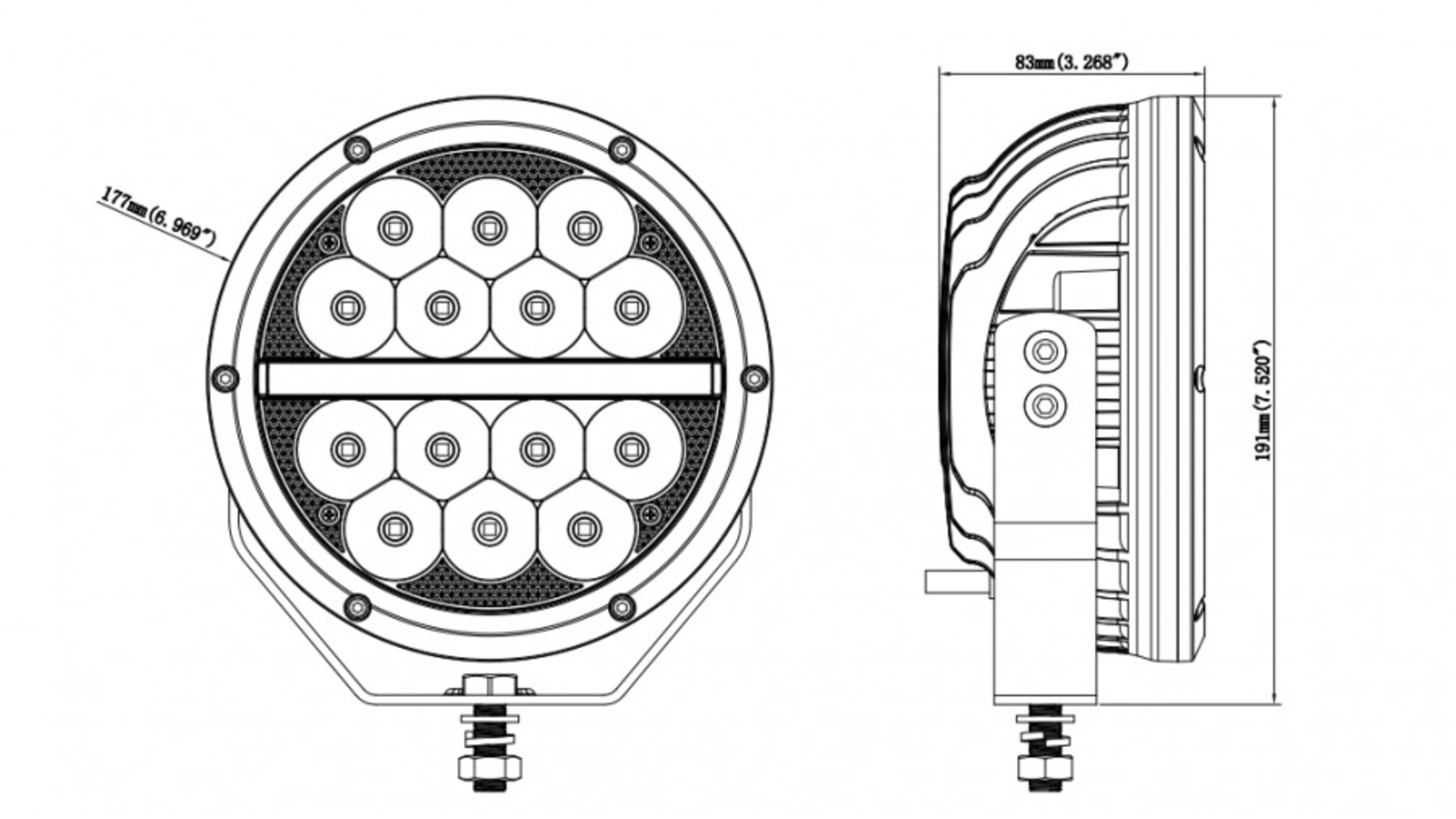 Driving Lamp + Center Position LED 12 / 24V