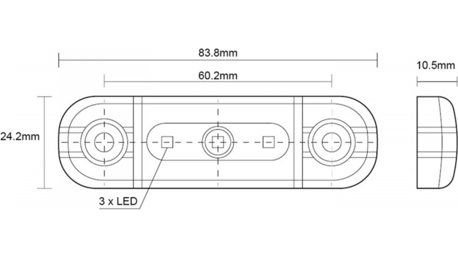 Luz de Gálibo 3 X LED 12 / 24V Dark (Rojo)