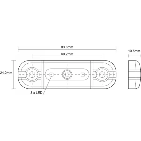 Luz de Gálibo 3 X LED 12 / 24V Dark (Blanco)