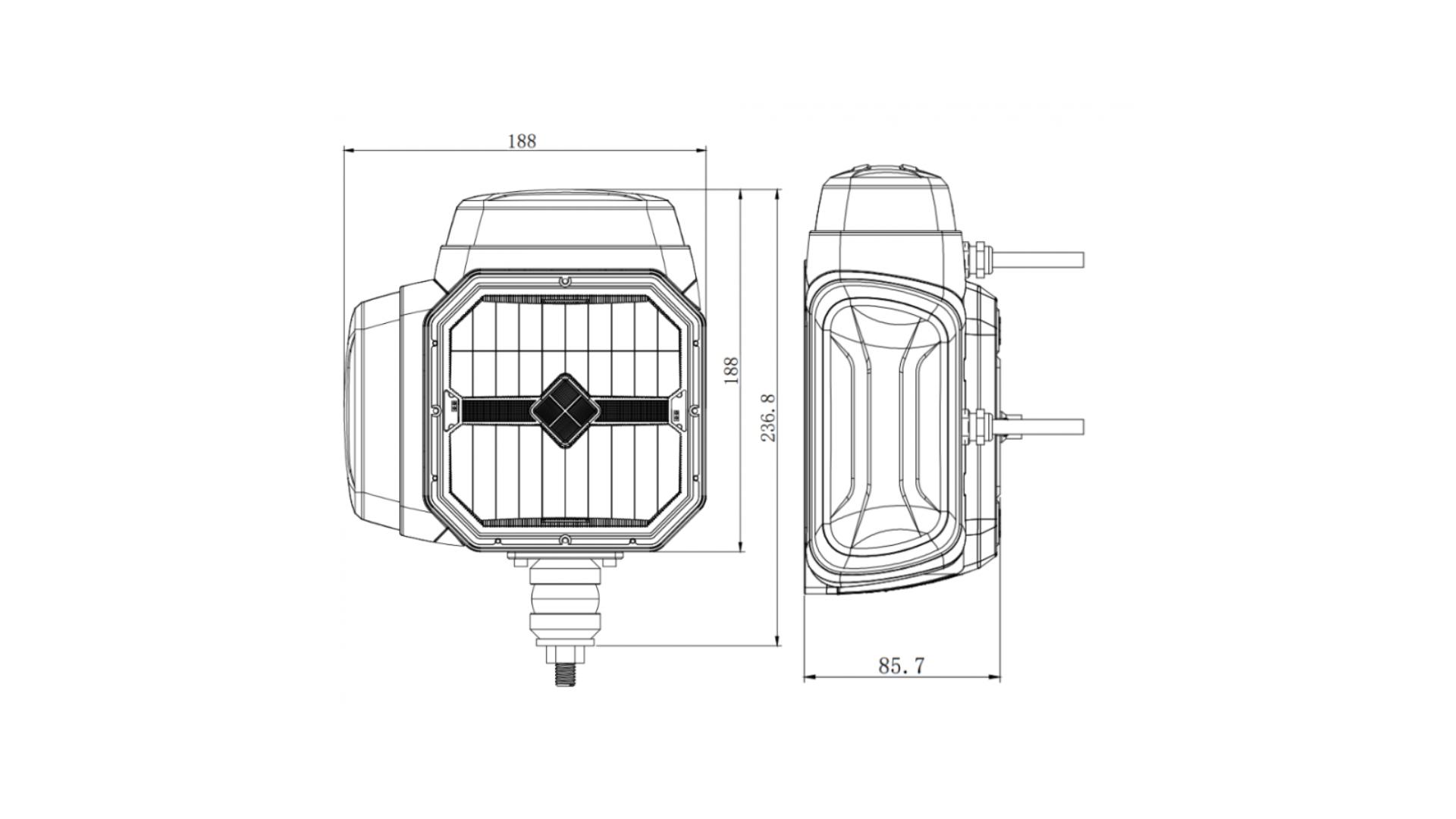 Fernlichtscheinwerfer LED + P / N + Beheizte Scheibe