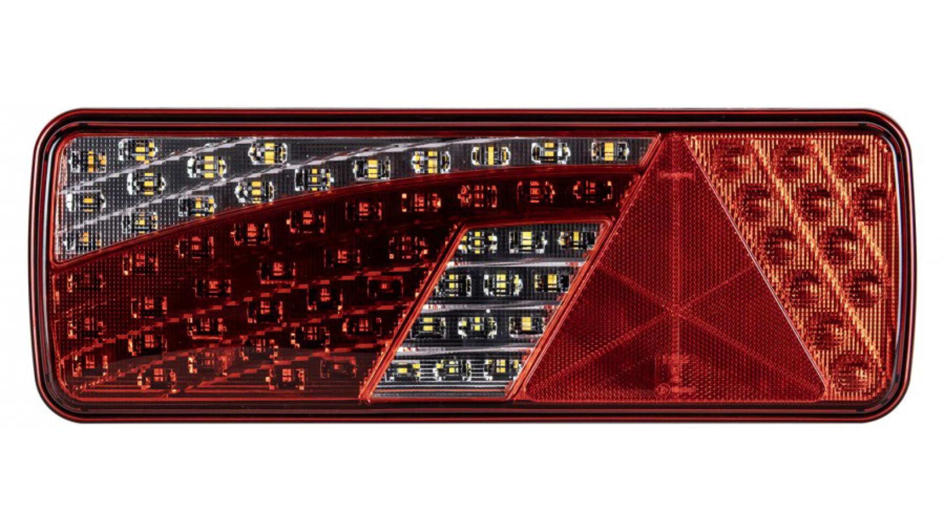 ЗАДНИЙ ФОНАРЬ 69 X LED С ТРЕУГОЛЬНИКОМ (БЕЛО-КРАСНЫЙ) ЛЕВ.