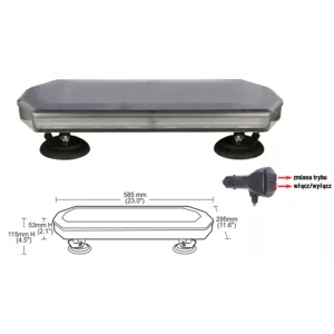 LED Warning Light Bar 585x295mm R65 R10 Dark