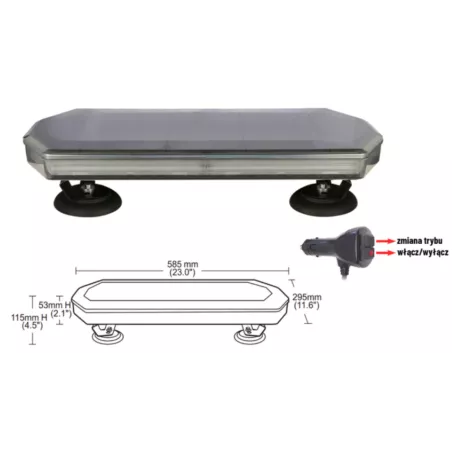 LED Warning Light Bar 585x295mm R65 R10 Dark