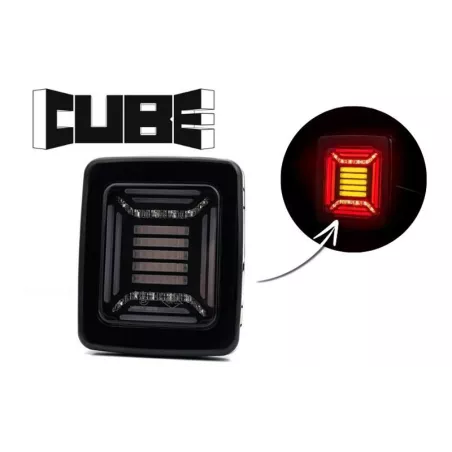 Tail Lamp Cube 12 / 24V RH / LH (Neon LED, Black Frame)