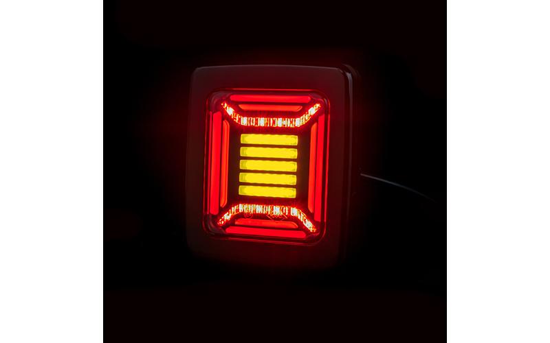 Rückleuchte Cube 12 / 24V Rechts / Links (Neon LED, Schwarzer Rahmen)
