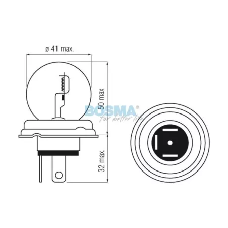 Bosma Bombilla 24V 55 / 50W R2 P45t