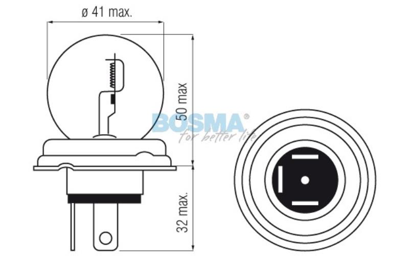 Bosma Bombilla 24V 55 / 50W R2 P45t