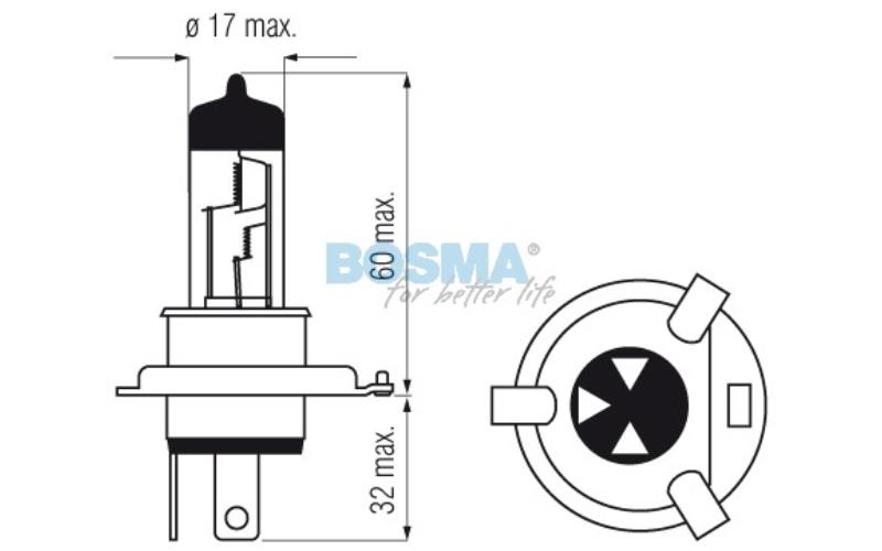 Bosma Bombilla 24V 75 / 70W H4 P43t