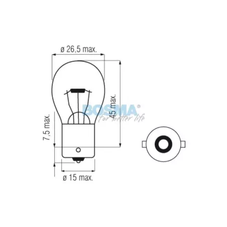 Bosma Bombilla 24V 21W P21W BA15S 25x47 Heavy Duty
