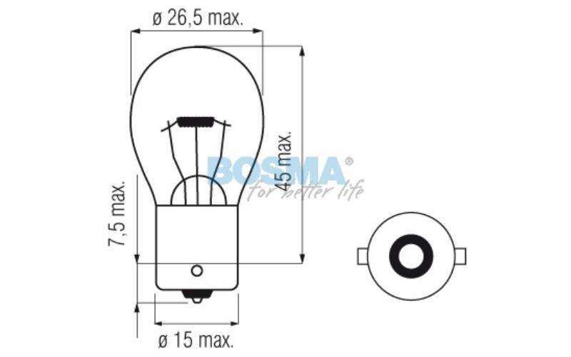 Bosma ЛАМПА 24V 21W P21W BA15S 25x47 Heavy Duty