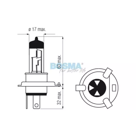Bosma Bombilla 12V 60 / 55W H4 P43t