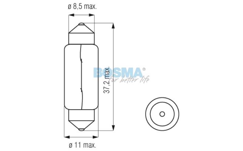Bosma Glühlampe 12V 15W SV8,5 15x44