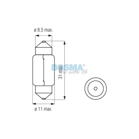 Bosma Glühlampe 12V 10W SV8,5 11x30